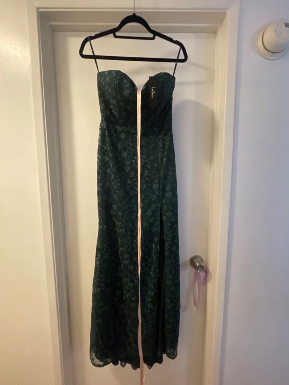 Lulus Romantic Beauty Green Floral Embroidered Strapless Maxi Dress - Size M - Picture 2 of 3